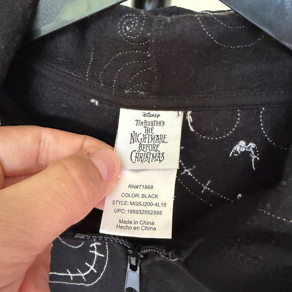 Disney Nightmare Before Christmas Embroidered Jack Zip Hoodie Black M - Picture 3 of 8